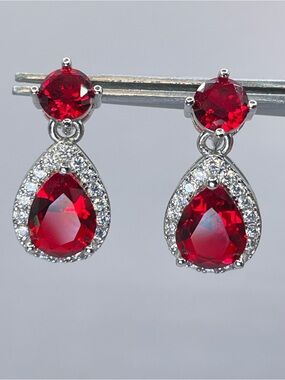 Swarovski Crystal Elements Ruby Red Crystal Teardrop Dangle Earrings Glam